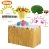 Table Skirt Hawaiian Decoration Set Honeycomb Pineapple Flamingo Umbrella Fruit Straw Combination Hula Festival Party Decor