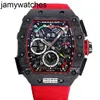 Date de montre Red Richardmill Devil Black Technology Carbon Fiber Wine Barrel Multifonctional Mechanical Mens est le RMS011 le plus cher