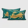 Poduszka złota lamparta poduszki na hafty zielone obudowa 30x50 dekoracyjna okładka na sofę luksusowe dekoracje domowe
