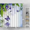 Shower Curtains Flower Curtain Set Orchid Teal Rose Plant Floral Leaves Print Bathroom Decor Fabric Bath Bathtub Accessories Hook