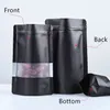 100PCS Stand up Matte Black Aluminum Foil Window Ziplock Packaging Bags Resealable Coffee Tea Powder Pet Food Xmas Gifts Pouches 240322