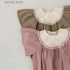 Rompers 1590B Newborn Clothes Baby Girl Bodysuit Summer 2022 New Flying Sleeve Baby Girl One Piece Clothes Cute Lovely Onesies L240402