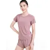Golden Camel Yoga Suit Ice Silk Thin Tshirts Womens Summer Shortsleeved Casual Running Shorts Sportwear Gym Fitness Clothes 240322