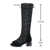 Boots Fashion Peep Toe Knee High Boots Women Lace Mesh High Heels Autumn Shoes Woman Gladiator Sandals Sexy Lady Leisure Long Boots 33