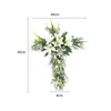 Dekorativa blommor påskliliaceous cross krans Garland Välkommen skylt 20x15.7 tum konstgjord blomma för inomhus utomhus mångsidig robust