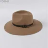 Wide Brim Hats Bucket Wool Panama Hat Khaki Fedora Leather Shoulder Straps Warm Winter Suitable for Womens Classic Band Porkpie Church Party yq240403