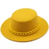 Brede rand hoeden vrouwen wol vilt witte fedora's voor bruiloftsfeest kerk varkensvlees taart fedora hoed floppy derby base druppel levering fashio otitf