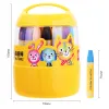 Crayones 12/24 colores cera lápiz crayón color para niños lápiz lana lavable lindar canal de barril de animales para niños papelería de cumpleaños regalo