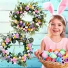 Kwiaty dekoracyjne Easter Wieście Wreath Egg na drzwi wejściowe Wewnień Garland Dekoracja wakacyjna