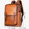 Backpack Men's Retro Zipper Couro de grande capacidade Bolsa escolar para homens para homens sacos de laptop