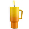 Bouteilles d'eau Couleur de gradient 40oz tasse Tubler avec poignée couvercles isolés paille tasse de café en acier inoxydable pour voyages ménagers thermique 0509