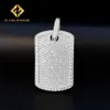 Smyckesdesigner rektangulär dogtaghänge i sterling silver verklig moissanit namn hänge anpassade charms pendanthiphop