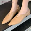 Casual schoenen meotina dames echte lederen flats puntige teen beknopte ontwerp dames mode lente herfst abrikoos zwarte kaki 44