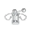 Bagues de cluster S925 Bague en argent Chaîne extensible pour femme 5A Square Zircon Emerald Tempérament Light Bijoux de luxe