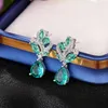 Dangle Earrings CAOSHI Graceful Green Zirconia Crystal Pendant For Women Fashion Silver Color Jewelry Engagement Ceremony Party