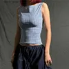 Women's Tanks Camis Xeemilo Korean Fashion Bow Backless Tank Top 2023 Casual Streetwear Plaid Print Sleeveless Crop Tops Summer Slim Fashion Corsets Y240403