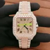 En gros de luxe hip hop gold plaqué hip hop micro diamant watch bijoux hommes montres quartz numériques au poignet