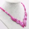 Catene da 6-14 mm foglie rotonde collana rosa rosa collana giada naturale calcedony da calcedonico indossare donne gioielli di moda