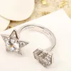 S925 silver charm punk opened ring with diamond and star shape desinger have stmap box Luxury quality PS3401B