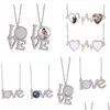 Pendant Necklaces Fashion Diy Sublimation Blank Heart Necklace Designer Woman Jewelry Love Letters Sier Plated Couples For Man Women Dhgry