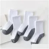 Mens Socks Cotton Soft White Student Grey Black Sole Anti-Dirt Breathable Absorbing Sweat Sport Boys Girls Hosiery Drop Delivery Appar Ottx0