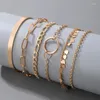 Charm Bracelets Trendy Coarse Chain Love Tassel For Women Hollow Out Geometry Alloy Smooth Surface Bangle 6pcs/sets