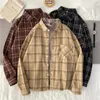 Damenblusen Vintage Plaid Shirts Frauen Harajuku Übergroße Langarm Streetwear Korean Button Up Casual Outwear Tops Frühling Herbst