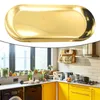 Decorative Figurines 1pc Oval Stainless Steel Tray Storage Tea Fruit Cosmetics Jewelry Plate Gold 18cm 23cm Tableware Home Accessories