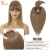 Topper Sego 10x12cm menschliche Haaropper Straight Damen Frauen -Haar Perücken natürliche Haarstücke mit Pony 3 Clips in Haarverlängerungen