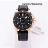 Top Clone Men Sport Watch Panerais Luminor Automatische beweging Dompel 42 mm PAM974 Rose Gold Black Dial Op