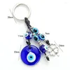 Porte-clés turc grec oeil bleu mode alliage trèfle forme charme voiture porte-clés bijoux pendentif avec yeux bleus
