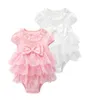 Newborn Baby Girl Rompers Lace Bow Birthday girls princess Jumpsuit Baby sleeveless for summer Tulle Cupcake Dress9882147