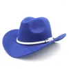 Berets Fashion Wool Women Men Men Men Western Cowboy Hat Roll-Up Широкая края