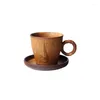 Mugs Literary And Creative Handmade Large Capacity Latte Coffee Cup Saucer Set Breakfast Coarse Pottery Hanging Ear Cof