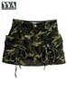 Urban Sexy Dresses Women Sexy Army Green Camouflage Mini Denim Skirt Slim Fit Ladies Lace Up A Line Short Skirts Casual Summer New Streetwear Skirt 240403