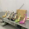 2024 Eiko Stiletto Lukrezia Sandals Skórzany sandał 10 cm sztylet na wysokim obcasie Patent skórzany lampart Gold Gianvito Rossi sukienka Buty Women Summer Pumps