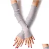 肘膝パッド夏のファッションレディガーゼサンプロテクションスリーブグローブ女性薄い長い指のない腕ウォーマーサンズンUV通気性dro ot1yc
