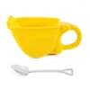 Tassen lustige Kaffeetasse Bagger Eimer Tasse mit Shovel Löffel Model Neuheit Teemilch Geburtstagsgeschenk 330ml