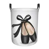 Sacs à linge Sac de rangement étanche Black Ballet Pointtes Chaussures ménage Dirty Polding Bucket Clothes Organisateur