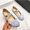 Casual Shoes Women's Mary Jane Round Toe Plus Size Bow Silk Satin Ballet Flats Spring Autumn Zapatos De Mujer