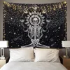 Skull Tapestry Meditation Skeleton Starry Tapestry Black and White Stars Wall Hanging for Room Bedroom Decoration 240328