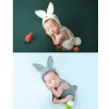 Фотография Новая рожденная фотография реквизита детская одежда кроличья шляпа Kniited шерстяная одежда Фотография съемки съемки
