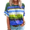 2021 New Summer Gradient Contrast Short Sleeved T-shirt Women's