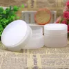 Lagringsflaskor 50 st Skincare Cream Jar Tomt Frosted Clear White Black Cosmtic Potts Refillable Plastic Cosmetic Containers 50g 100g