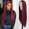 Cheveux raides péruviens Lace Front Human s bordeaux pré-épilés 13x4 colorés pour les femmes 240327