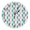 Wall Clocks Geometric Turquoise Grey Medieval Print Kitchen Desktop Digital Clock Non-ticking Creative Children Room Watch