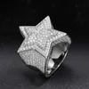 Bandringe hochwertiger Schmuck VVS1 mit Zertifikat Herren Silica Star Ring 925 Sterling Silber Silica Ring Hip-Hop Schmuck Schmuck