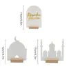 Decoração de festa 4set Ramadã Tabela 2024 Eid Mubarak acrílico lua estrela Castelo Decoração de comprimidos para o home deco islâmico