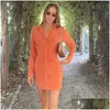 Basic casual jurken Turn Down Collar Green Women Shirt Club Party Lange Mouw Button Mini Dress Holiday 2022 Spring Streetwear Dro DH5MA