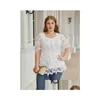 Womens Plus Size T-Shirt White Lace Blouse Shirt 2023 Summer Women Short Sleeve Hollow Out Casual Ladies Tops Clothing U51H Drop Deliv Dhdsu